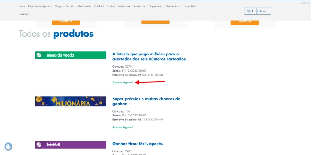 Como jogar na mega-sena pela internet Acesse o site da caixa e escolha a sua modalidade de aposta. Imagem: lucas gomes, smt