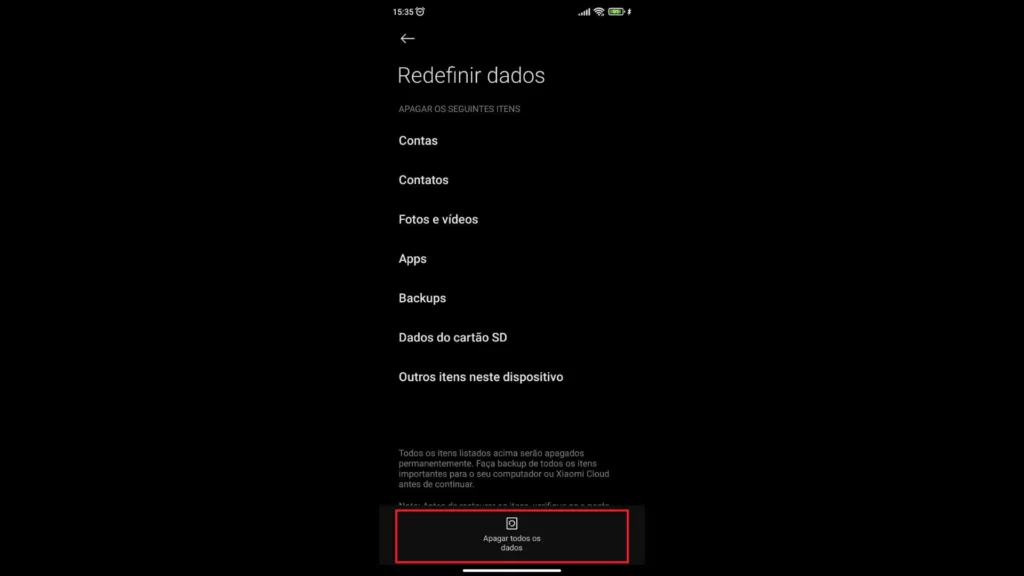 Como restaurar celular xiaomi para os padrões de fábrica (hard reset/factory reset) Etapa 3: como restaurar celular xiaomi para os padrões de fábrica (hard reset/factory reset). (imagem: daniel coutinho/showmetech)