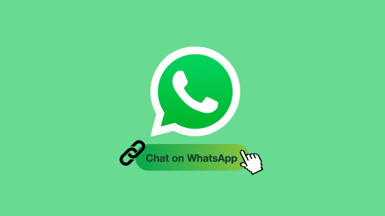 1. Ícone do WhatsApp com botão "Chat on WhatsApp" em fundo verde.