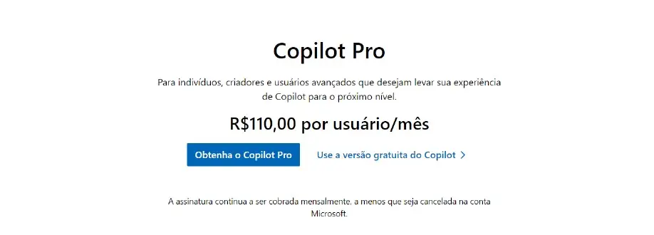 Copilot pro leva ia para microsoft 365 por r$ 110/mês Copilot pro leva ia para microsoft 365 por r$ 110/mês. Assinatura adicional oferece acesso ao gpt-4, gpt-4 turbo e dall-e 3 diretamente do word, excel, outlook e powerpoint