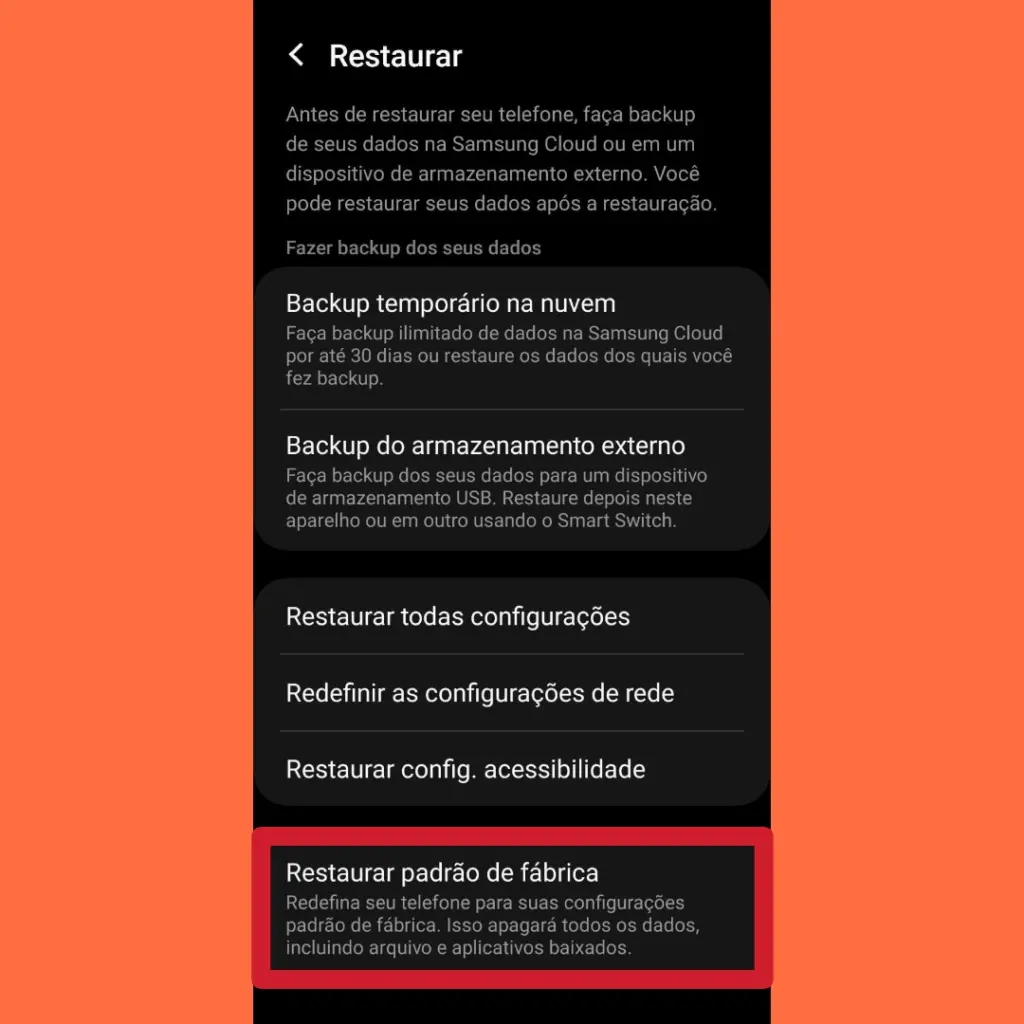 Como restaurar celular samsung galaxy ao padrão de fábrica (hard reset / factory reset) Passo a passo para restaurar celular samsung