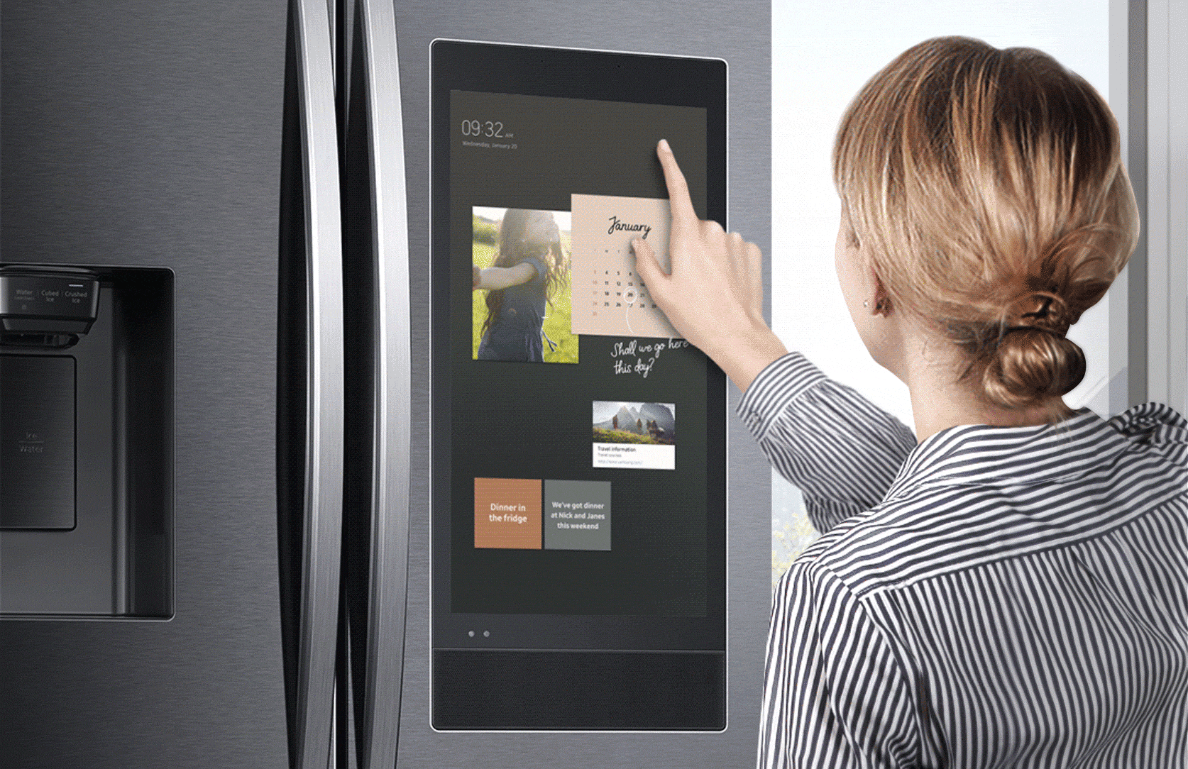 A tela interativa das geladeiras samsung french door oferece controle total na ponta dos seus dedos. (imagem: divulgação samsung)