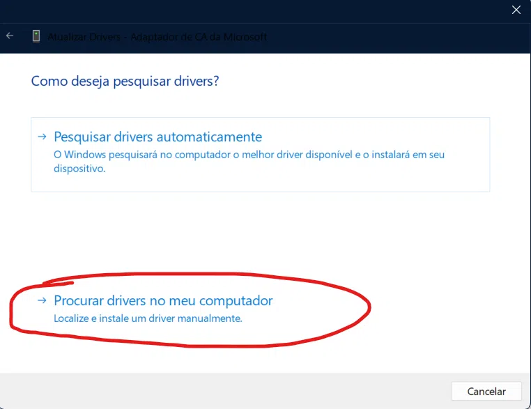 Como atualizar e instalar drivers no pc de forma fácil Tela para instalar drivers manualmente no pc