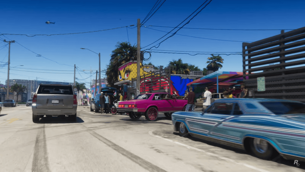 Chinatown, los angeles com carros antigos e arte de rua vibrante.