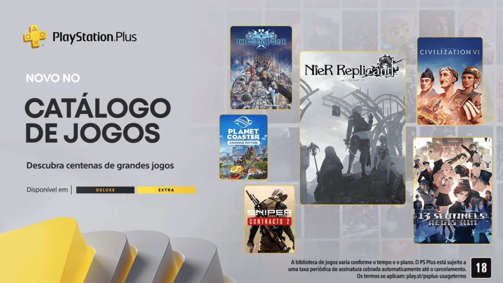 Jogos do playstation plus com destaque no novo catálogo de jogos exclusivos.
