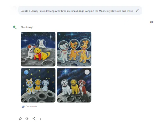 Como criar imagens no bard, a ia do google A imagens é um print de tela do bard, site de ia generativa do google.