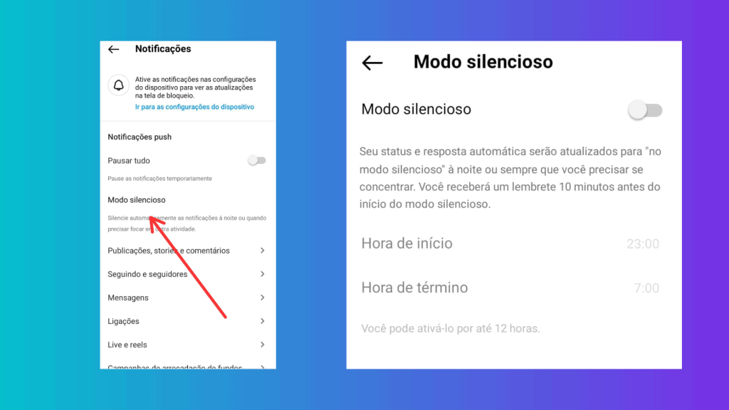 Notificações de modo silencioso em smartphones para ativar alertas e não perder atualizações importantes.