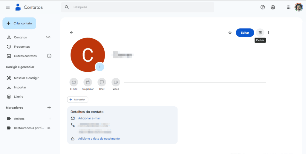 Organize os seus contatos do gmail com essas 10 dicas Excluir contatos inutilizáveis melhora a organização dos contatos do google. (foto: reprodução/showmetech/enzo sapio monello)