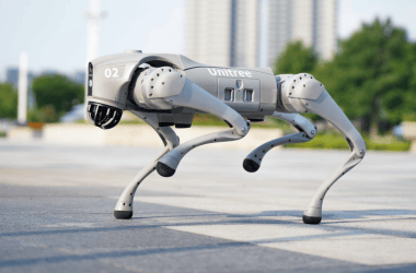 Robô quadrúpede futurista com design avançado e tecnologia inovadora.