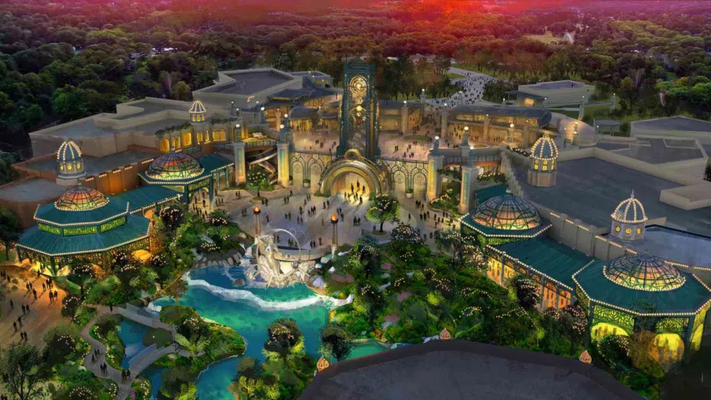 Geceleyin ışıklandırılan, çeşitli atraksiyonları, bahçeleri ve coşkulu bir su fıskiyesiyle dikkat çeken bir eğlence parkı.