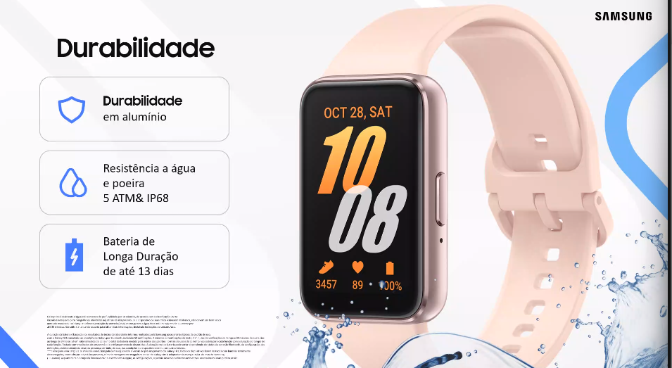 Smartband galaxy fit3 chega com suporte para 101 modalidades de esportes Detalhes de bateria da galaxy fit3