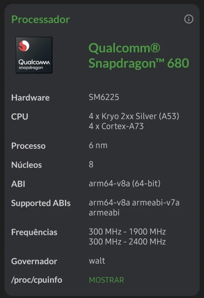 Review: galaxy a05s, básico e super competente Detalhes do processador do galaxy a05s