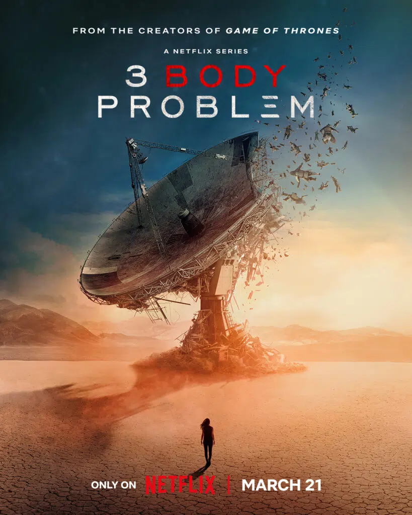 Sebuah satelit hancur di gurun, sebuah adegan fiksi ilmiah dari "3 Body Problem".