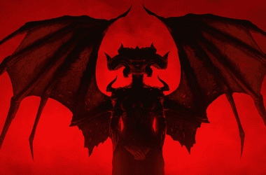 Lilith em fundo vermelho em arte de diablo iv