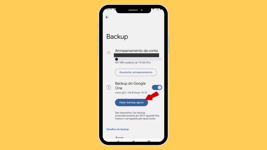 Como fazer backup e restauração no android Passo 3: backup no google one.