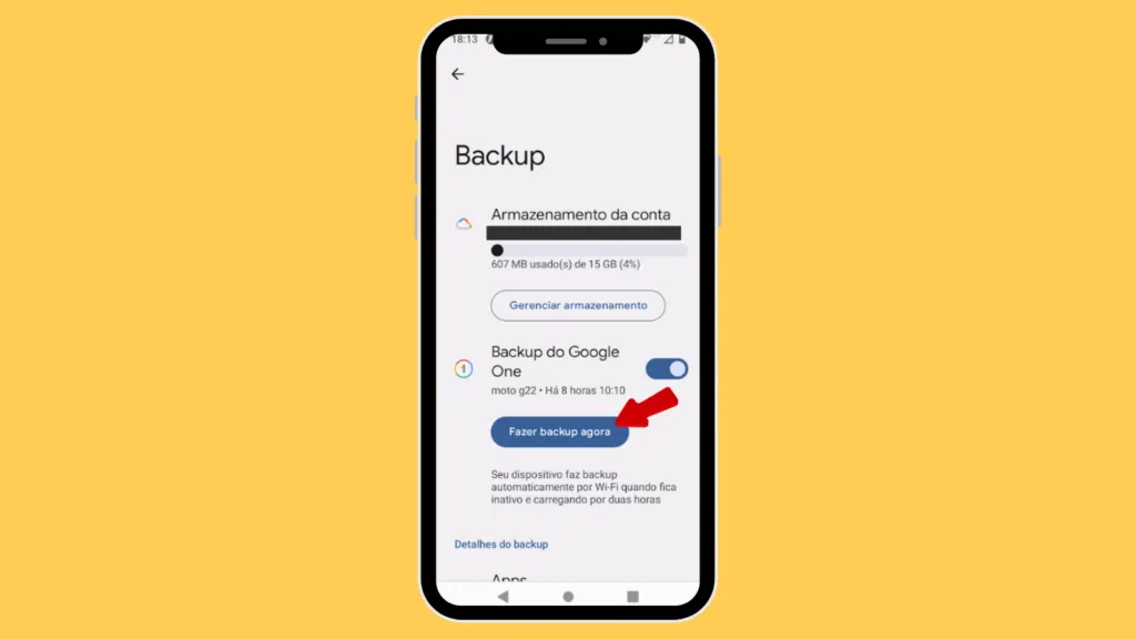 Como fazer backup e restauração no android Passo 4: backup no google.