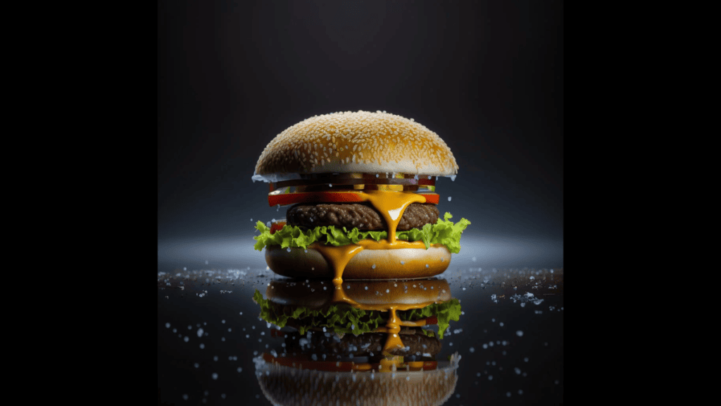 Sabores irresistíveis de hambúrguer com queijo derretido e ingredientes frescos.