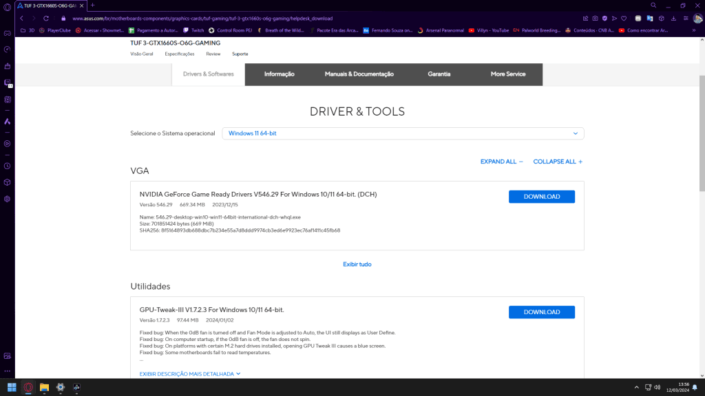 Drivers de hardware e softwares para computadores de alta performance.