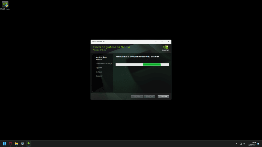 Drivers nvidia instalados para desempenho em jogos e programas de edição.