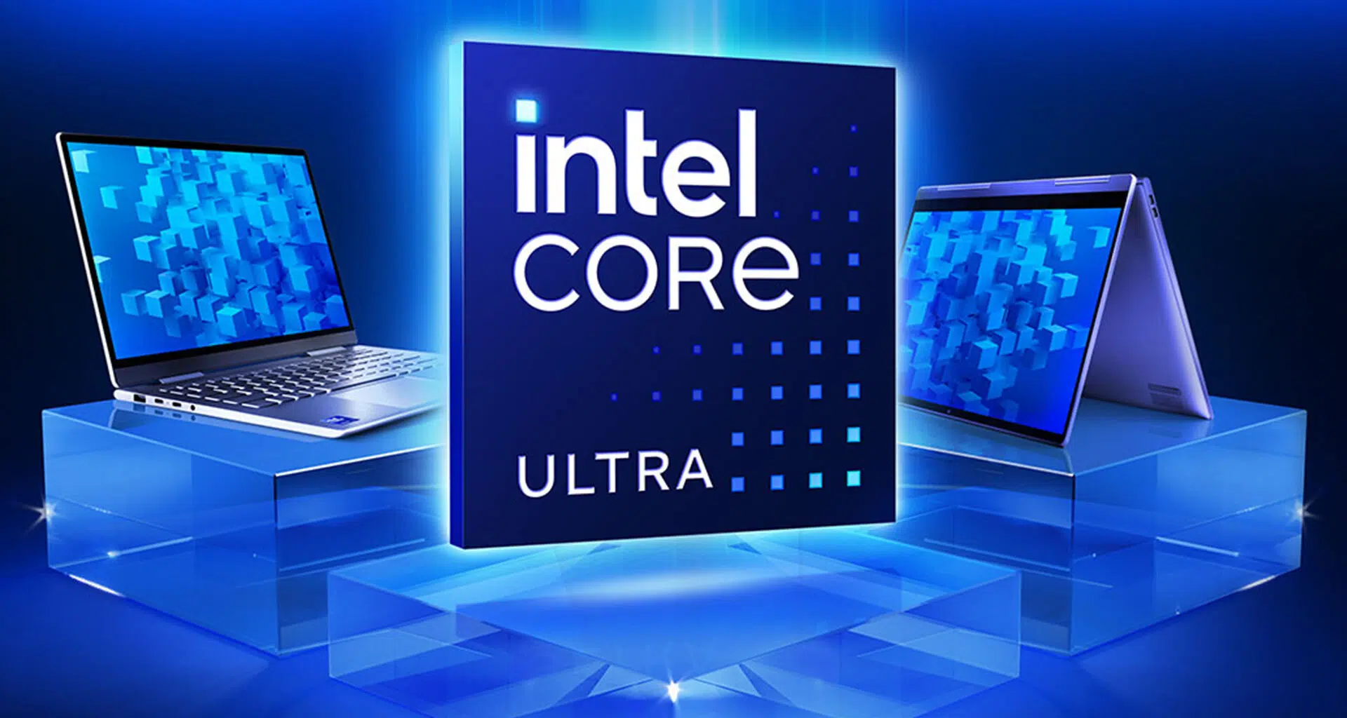 Computador e tablet com processador intel core ultra em destaque, tecnologia de ponta em gadgets.