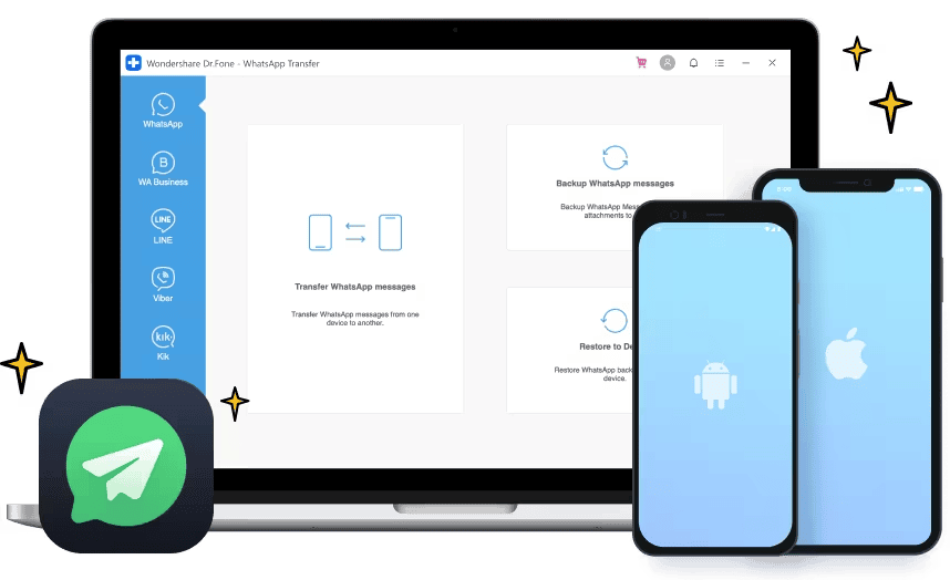 Wondershare доктор. Fone — это инструмент «все в одном» для вашего мобильного телефона. Программа является отличным решением, если вы собираетесь сменить устройство и вам необходимо сохранить данные WhatsApp. Изображение: Wondershare