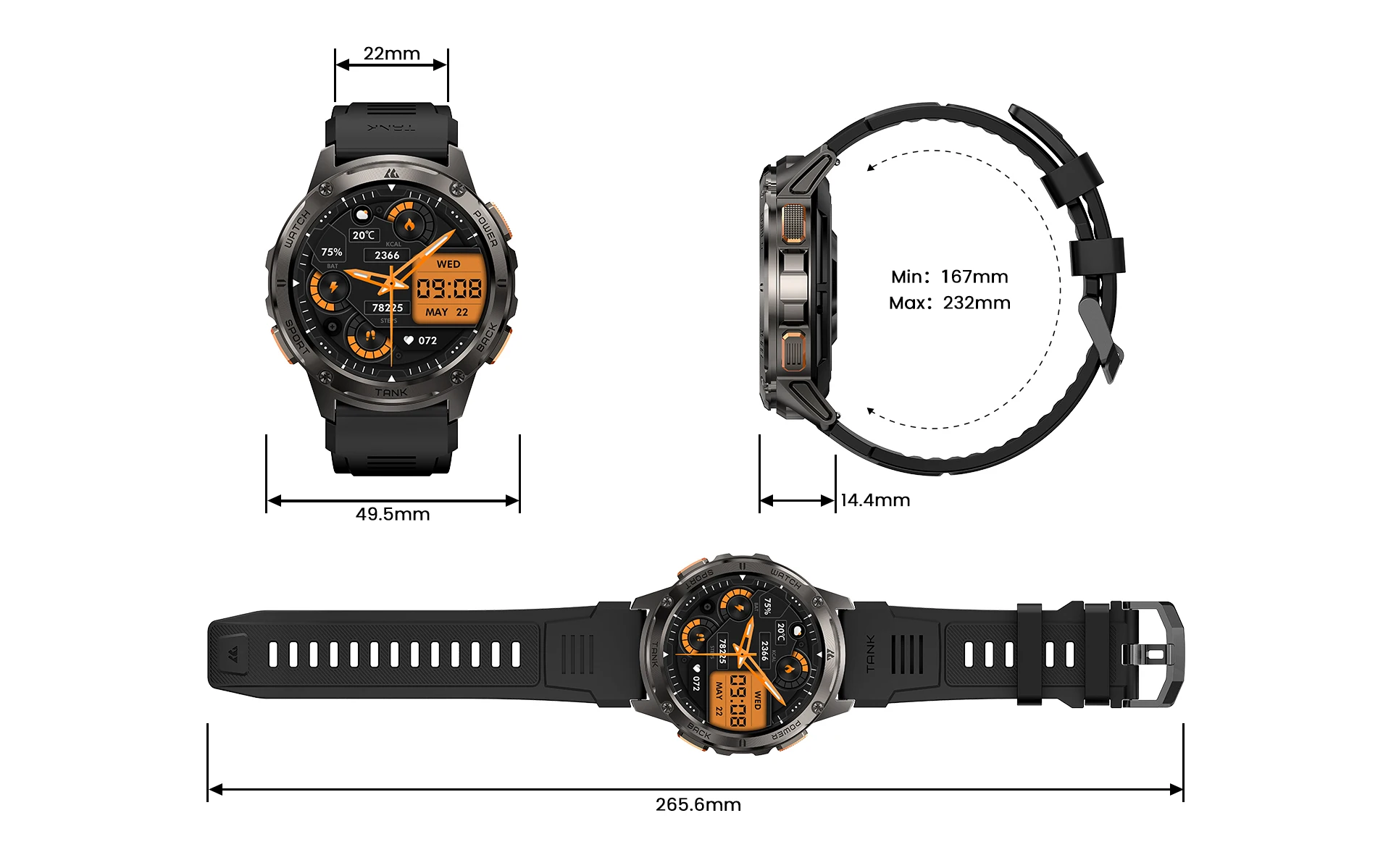 スポーティなデザインとフィットネス機能を備えた KOSPET Tank T3