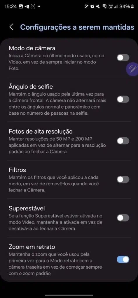 Configurações a serem mantidas no galaxy s24