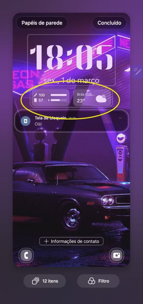 Widgets na tela de bloqueio galaxy s24