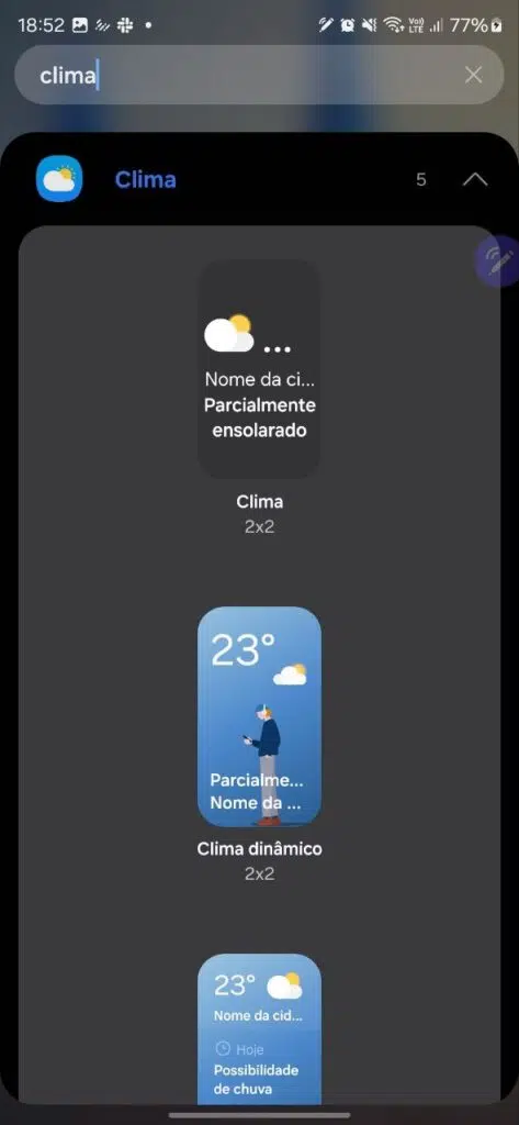 Pilhas de widgets no galaxy s24