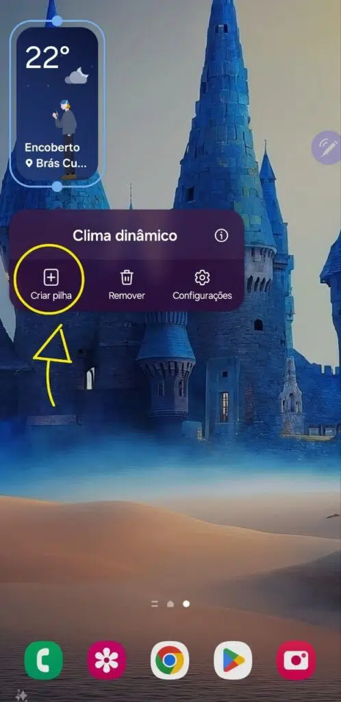 Criando uma pilha de widgets no galaxy s24