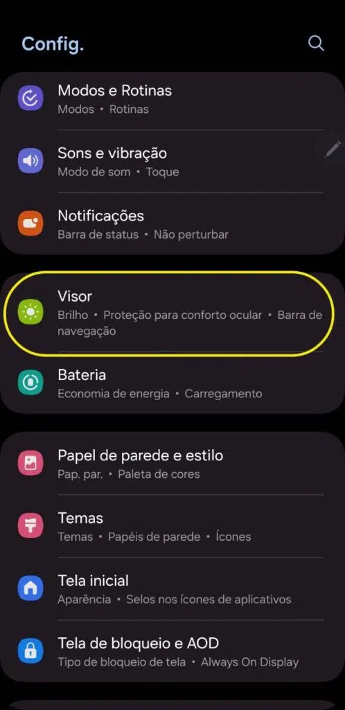 Ativando os painéis edge no galaxy s24