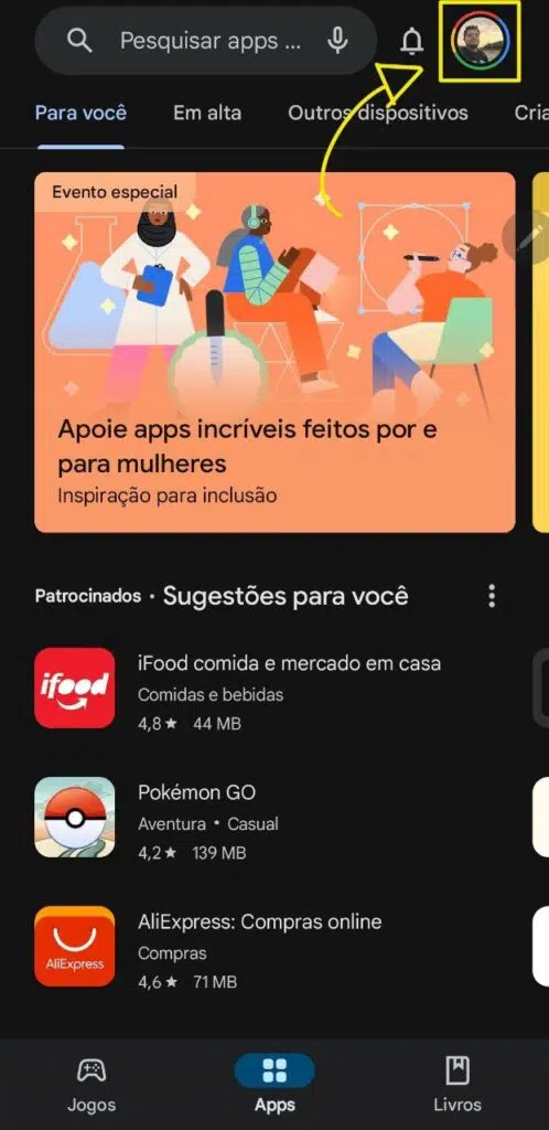 Atualizar apps da google play store