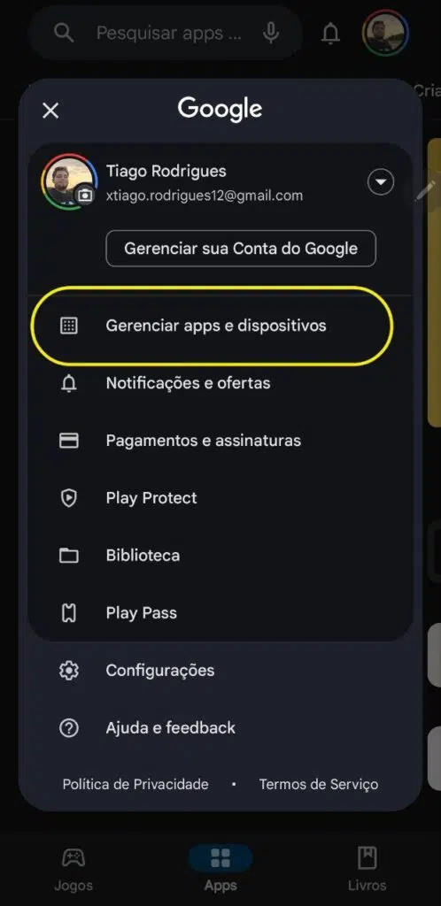 Atualizar apps da google play store