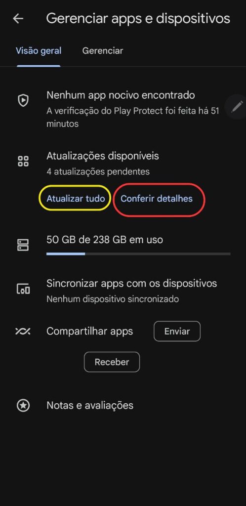 Atualizar apps da google play store