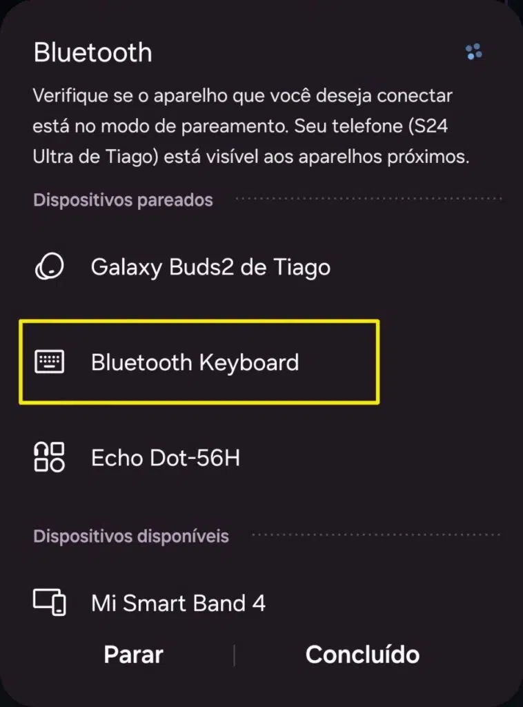 Adicionando teclado e mouse bt no galaxy s24