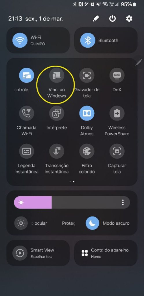 Vincular ao pc no galaxy s24