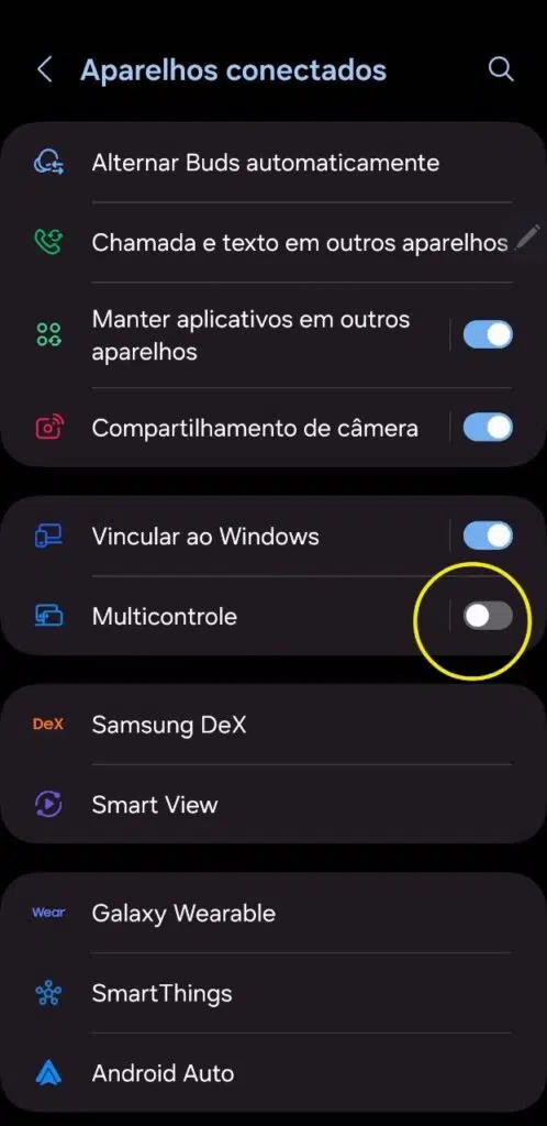 Multicontrole no galaxy s24