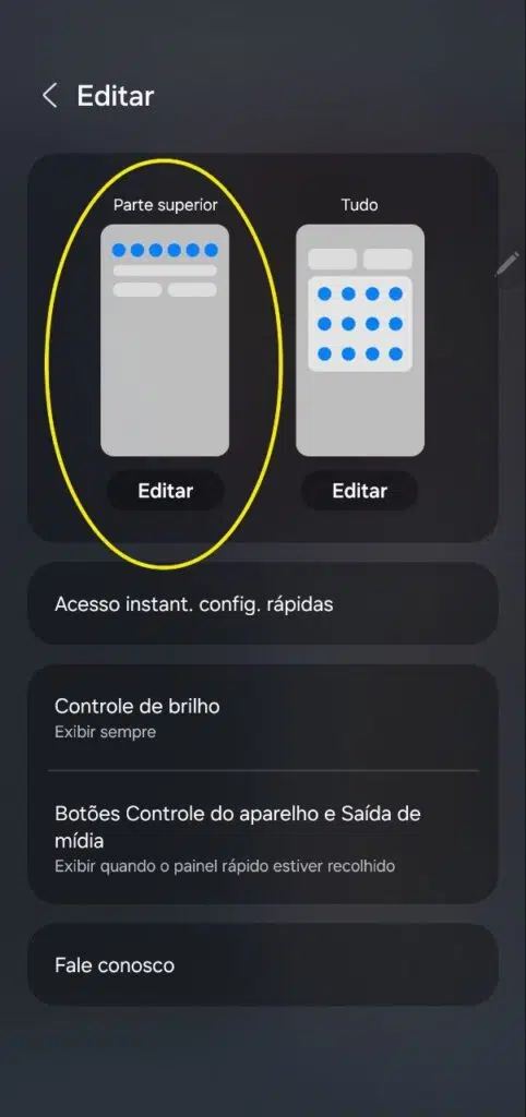 Alterando as funções rápidas no galaxy s24