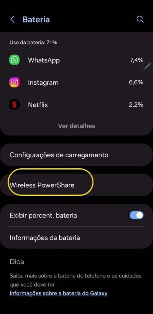 Wireless power share no galaxy s24