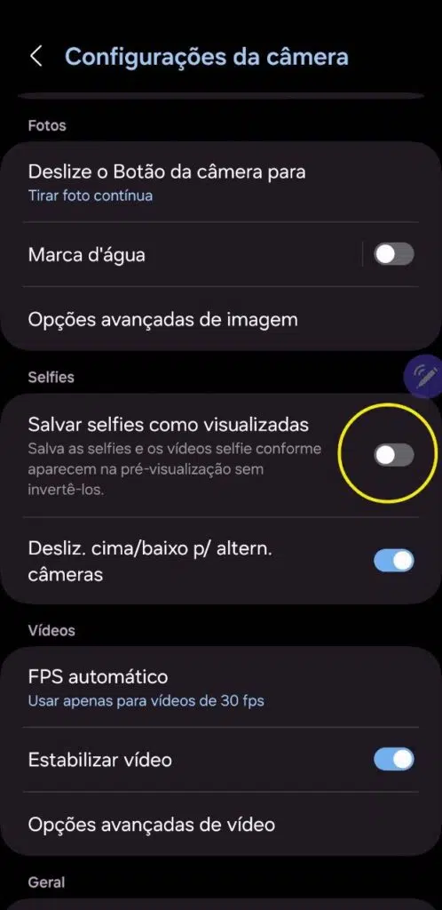 Selfies como visualizadas no galaxy s24