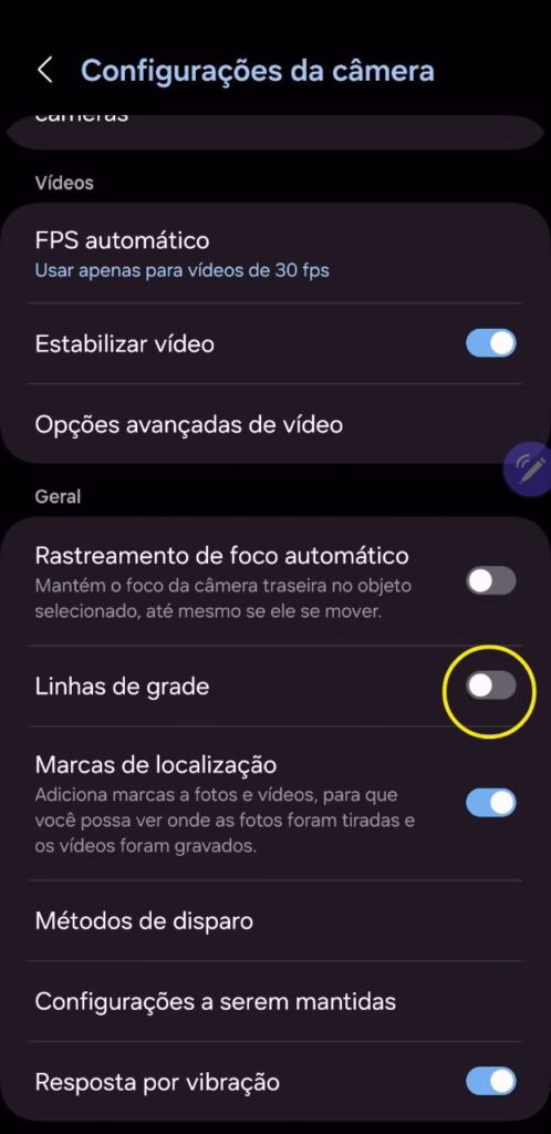 Linhas de grade no galaxy s24