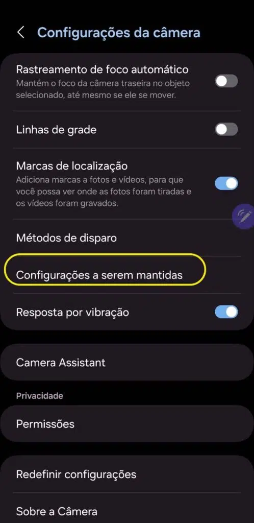Configurações a serem mantidas no galaxy s24