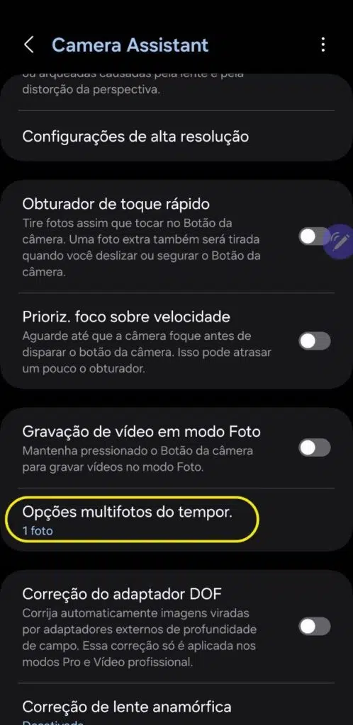 Temporizador multifoto no galaxy s24