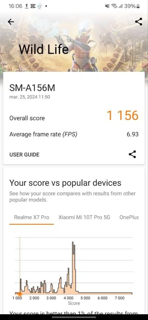 Review: galaxy a15 5g, mais uma boa opção nos intermediários Resultado do 3dmark do galaxy a15 5g