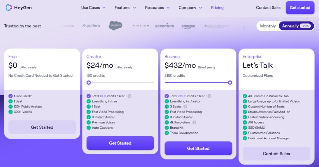 Como usar o heygen para gravar vídeos com ai Tabela de valores dos planos do heygen