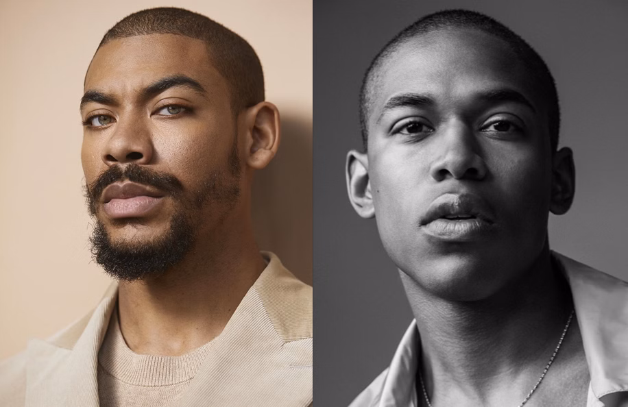 Homem afrodescendente com barba, expressão confiante, look casual e estilo moderno.
