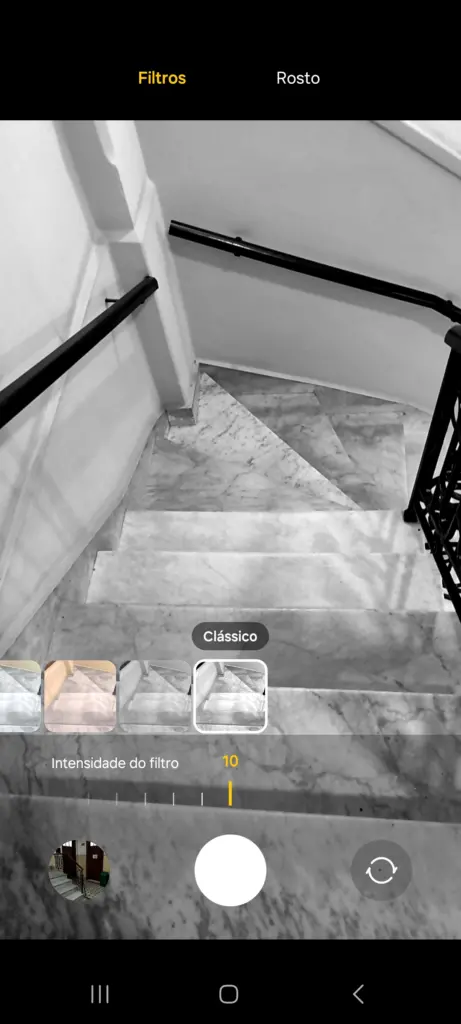 Review: galaxy m55 surpreende pelo armazenamento e fotos em ambientes escuros Modos de filtros na câmera traseira do m55. (foto: reprodução/enzo sapio monello/showmetech)