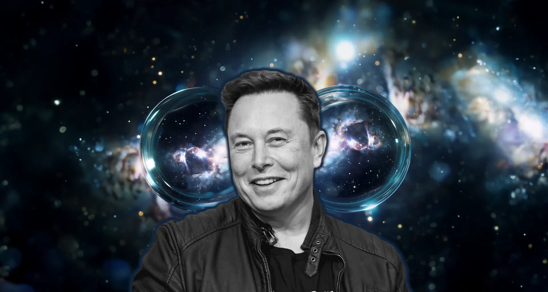 Tecnologia, universo e inovação com elon musk em imagem futurista do espaço.
