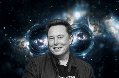 Tecnologia, universo e inovação com elon musk em imagem futurista do espaço.