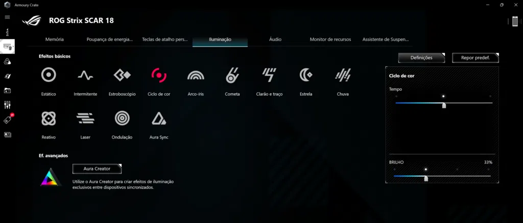 Recension: rog strix scar 18 notebook är en kraftfull spelmaskin! Rog Strix Scar 18 bärbara belysningslägen